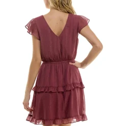 Juniors Metallic Tiered Mini Dress