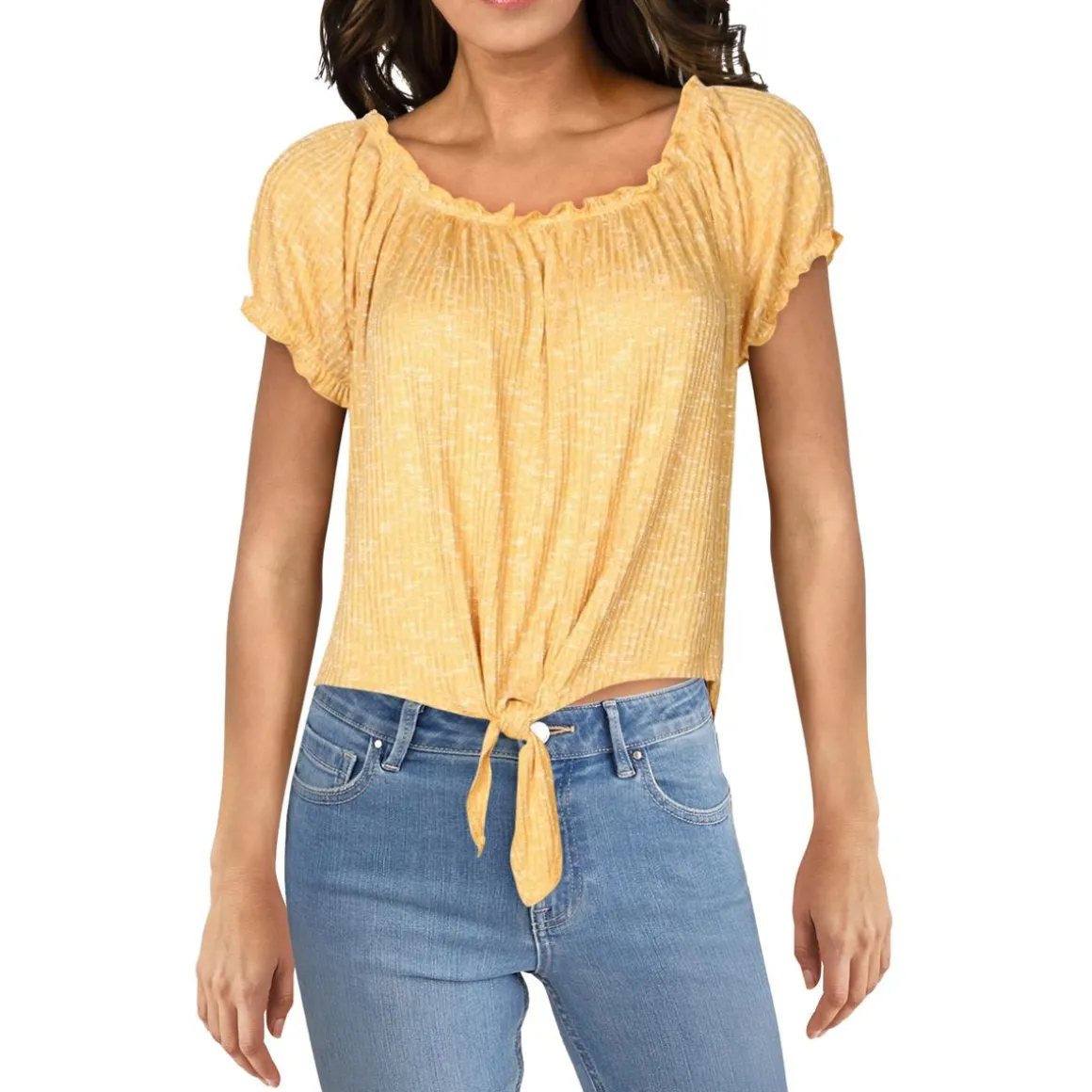 Juniors Off-The-Shoulder Heathered Top