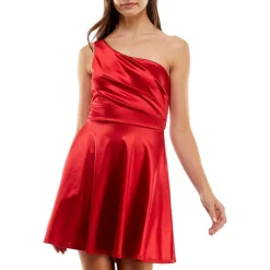 Juniors One Shoulder Mini Fit & Flare Dress