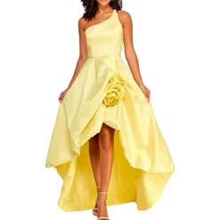 Juniors One Shoulder Rosette Evening Dress