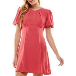 Juniors Open Back Keyhole Fit & Flare Dress