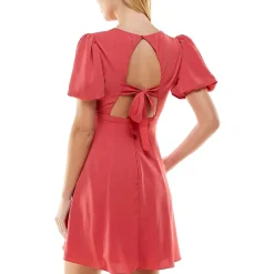 Juniors Open Back Keyhole Fit & Flare Dress