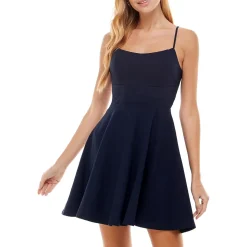 Juniors Padded Bust Crepe Fit & Flare Dress