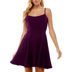 Juniors Padded Bust Crepe Fit & Flare Dress