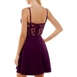 Juniors Padded Bust Crepe Fit & Flare Dress