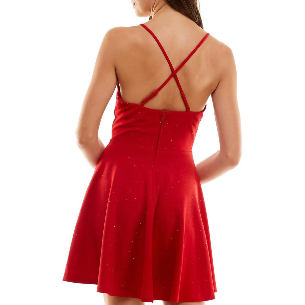 Juniors Padded Bust Mini Fit & Flare Dress