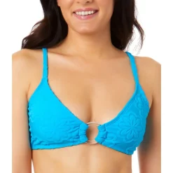 Juniors Pink Sizzle Terry Cloth Floral Bikini Swim top