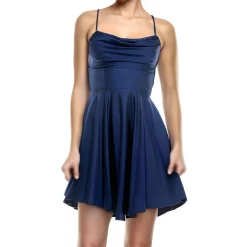 Juniors Pleated Nylon Fit & Flare Dress