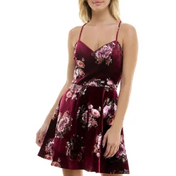 Juniors Printed Fit & Flare Dress