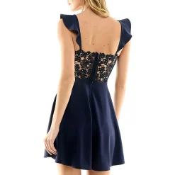 Juniors Ruffle Sleeve Lace Fit & Flare Dress