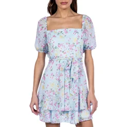 Juniors Ruffled Short Fit & Flare Dress