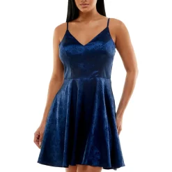 Juniors Satin Jacquard Mini Dress