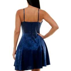 Juniors Satin Jacquard Mini Dress