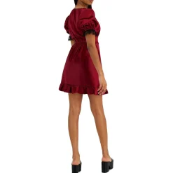 Juniors Satin Lace-Trim Cocktail and Party Dress