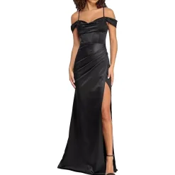 Juniors Satin Long Evening Dress