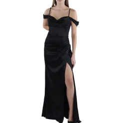 Juniors Satin Long Evening Dress