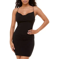 Juniors Satin Mini Bodycon Dress