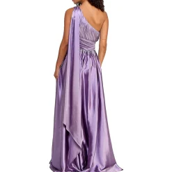 Juniors Satin One Shoulder Evening Dress
