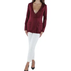 Juniors Satin Open Back One-Button Blazer