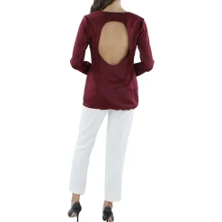 Juniors Satin Open Back One-Button Blazer