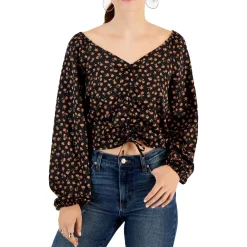 Juniors Satin Ruched Cropped