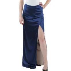 Juniors Satin Side Slit Maxi Skirt