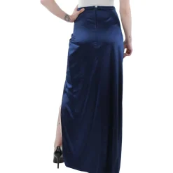 Juniors Satin Side Slit Maxi Skirt