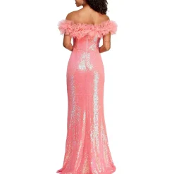 Juniors Sequin Off-The-Shoulder Evening Dress