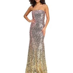 Juniors Sequin Open Back Evening Dress