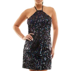 Juniors Sequined Mini Cocktail and Party Dress
