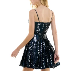 Juniors Sequined Mini Fit & Flare Dress