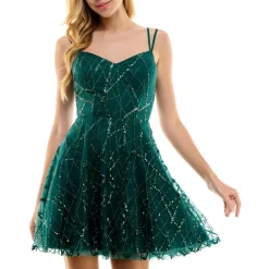 Juniors Sequined Mini Fit & Flare Dress