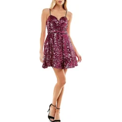 Juniors Sequined Short Fit & Flare Dress