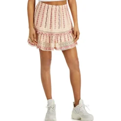 Juniors Short Lace Trim Mini Skirt