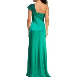 Juniors Slit Satin Evening Dress