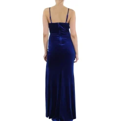 Juniors Slit Velvet Evening Dress