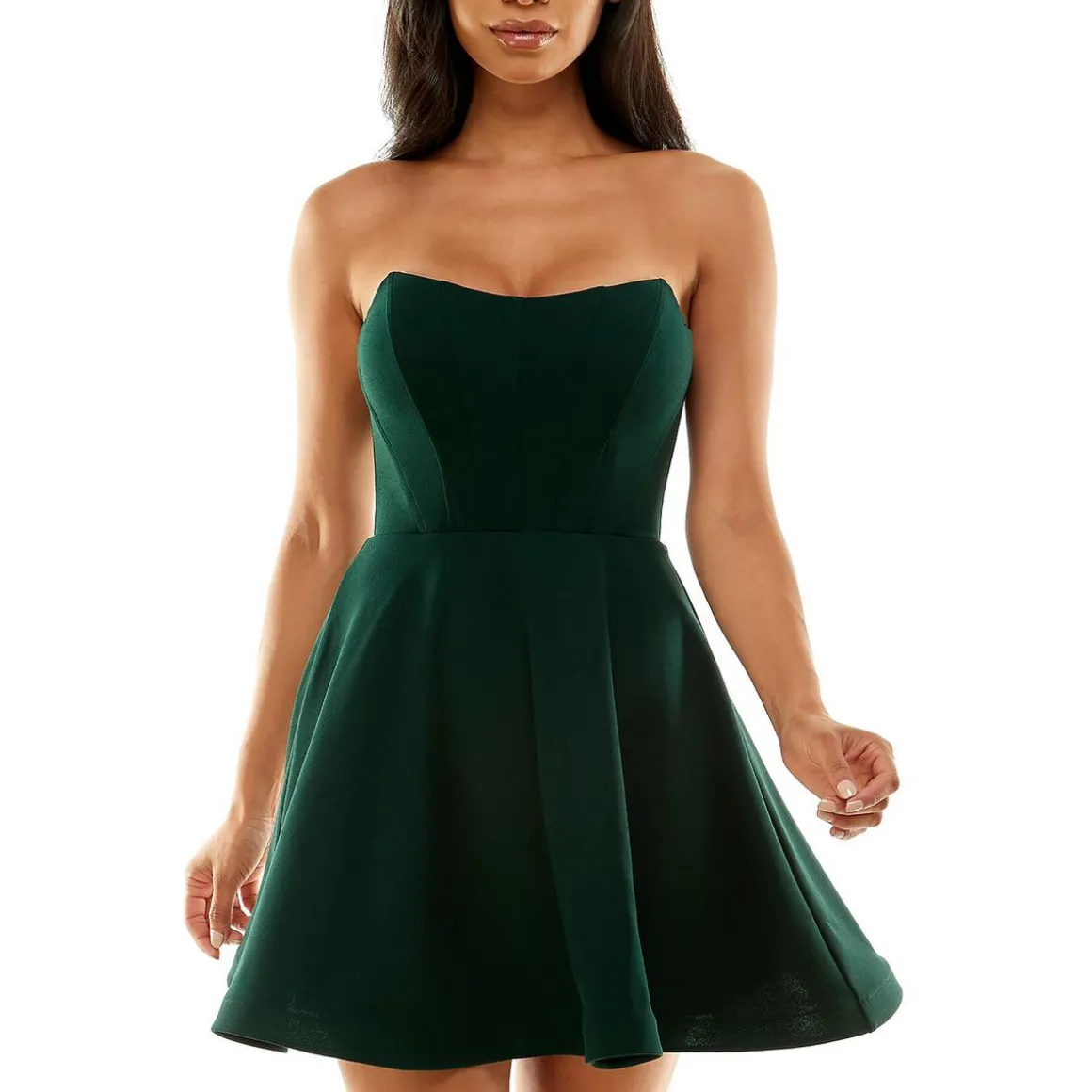 Juniors Strapless Corset Fit & Flare Dress