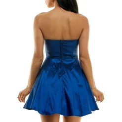 Juniors Taffeta Ruffled Fit & Flare Dress