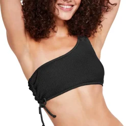 Juniors Textured One Shoulder Bikini Swim top