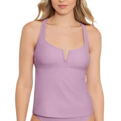 Juniors Tie Back V-Wire Tankini Swim Top