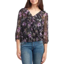 Juniors V-Neck Shirt Wrap Top