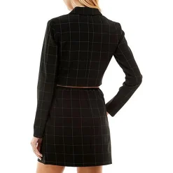 Juniors Window Pane Double Breasted Bolero