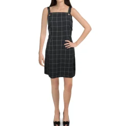 Juniors Window Pane Short Mini Dress