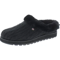 Keepsakes Ice Angel Cable Knit Faux Fur Clog Slippers