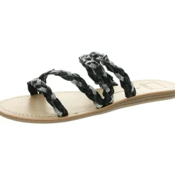 Khloe Rhinestone Faux Leather Slide Sandals