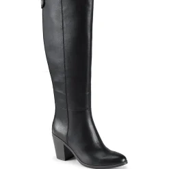 Kiara Block Heel Faux Leather Knee-High Boots
