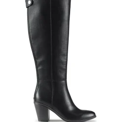 Kiara Block Heel Faux Leather Knee-High Boots