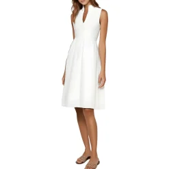 Knee-Length Mixed Media Fit & Flare Dress