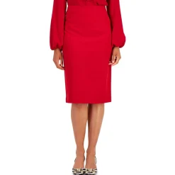 Knee-Length Solid Pencil Skirt