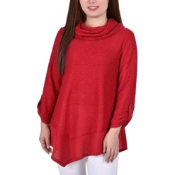 Knit Asymmetric Turtleneck Sweater